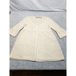 Vtg Michelle Nicole Cardigan Sweater Womens Large Ivory Wool Blend Cottagecore‎